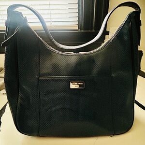 Cole Haan Navy Blue Textured Leather Hobo Shoulder Bag